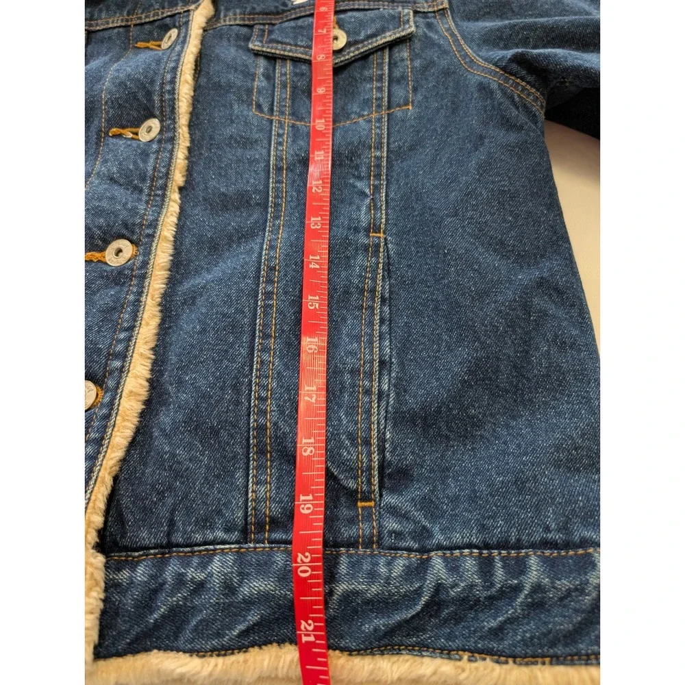 Disney Tinkerbell Feisty Denim Jacket Blue Sherpa Lined Y2K Medium Vintage Style - Picture 10 of 10